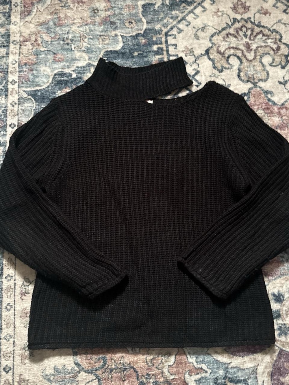 Women's Black Ribbed Turtleneck Sweater - Cozy Knit